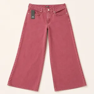 Wild Fable Women Low-Rise Wide Leg Jeans Burgundy Rose 100% Cotton Size 8R NWT thumbnail 4