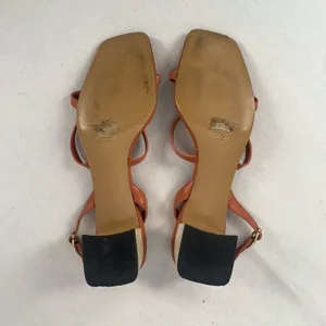 Pedro Square Toe Heeled Sandal in Rust Size 9 or 39‎ Red thumbnail 4