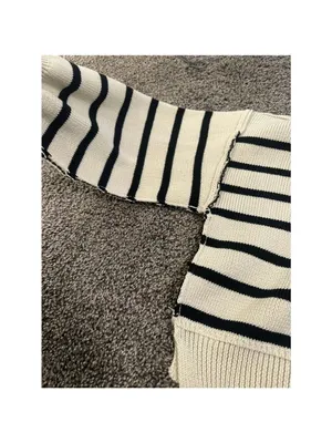 COMMENSE Crew Neck Sweater Off White Black Medium thumbnail 6
