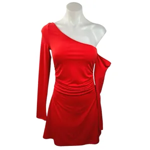 WeWoreWhat Womens Red Long Sleeve Asymmetrical One Shoulder A-Line Mini Dress S thumbnail 5