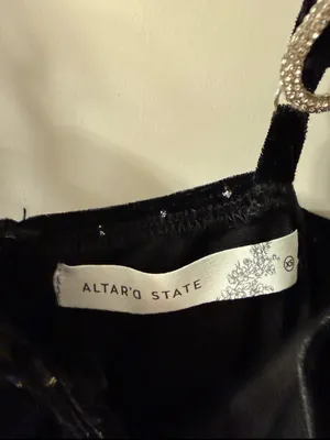 Altar'd State Black Velvet Polka Dot Sweetheart Slip thumbnail 4