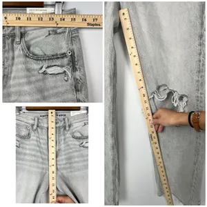NEW American Eagle 8 Ripped '90s Straight High Waist Jean Gray Wash thumbnail 6