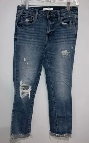 Eunina Nikki High Rise Skinny Cigarette Dark Wash Raw Hem Size 7/28 #200 thumbnail 1