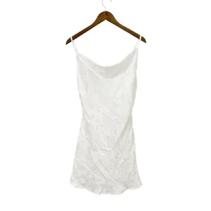 Lulus Close to Your Heart White Satin Jacquard Cowl Slip Dress size Large NWT thumbnail 4