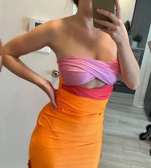 Multicolored bodycon dress Pink Size XS thumbnail 1