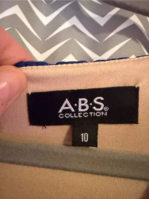 ABS by Allen Schwartz | Blue Art Deco Cocktail Dress, size 10 thumbnail 5