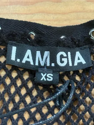 I.AM.GIA Black Mesh Festival Long Sleeve Top XS Sheer Eyelet Grunge Goth thumbnail 6