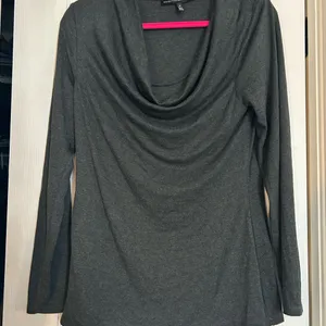 White House Black Market Charcoal Knit Top thumbnail 1