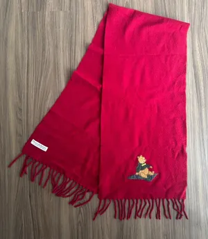 Vintage Donaldson Walt Disney Co. Winnie The Pooh Embroidered Wool Scarf Red thumbnail 1