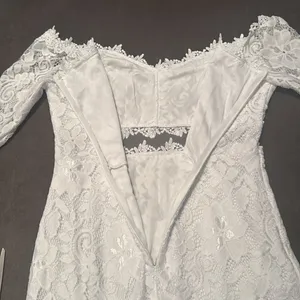 White Floral Lace Long Sleeve Off the Shoulder BodyCon Party Dress Size M *READ thumbnail 13