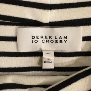 Derek Lam off shoulder knit striped dress midi M white black thumbnail 4