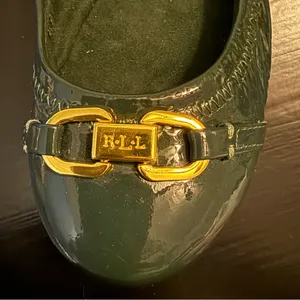 Lauren Ralph Lauren Dark Green Flats with‎ Gold Buckle size 6 thumbnail 5
