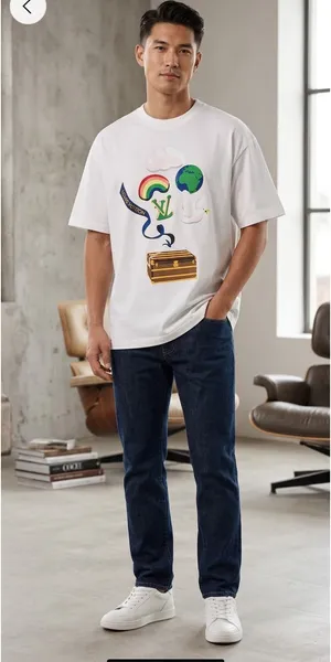 Designer T-shirt white men size M thumbnail 5