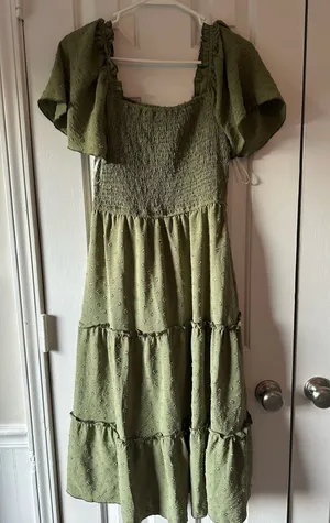 Olive Green Flowy Dress thumbnail 1
