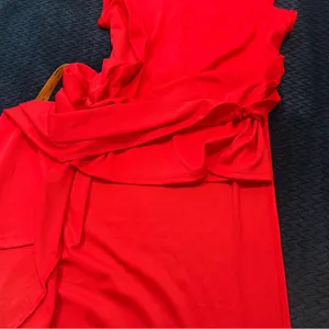 Haute Monde Red Stretch Ribbed Jersey Knit Side Slit Bodycon‎ Scoop Maxi Dress S thumbnail 9