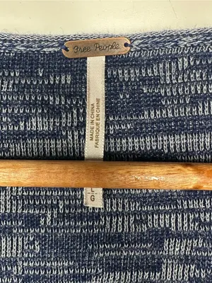 Free People Blue Asymmetrical Hook & Eye Cardigan Sweater Large thumbnail 3