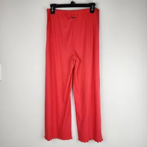 Billabong Easy Waves Pants Ribbed Wide Leg Cropped Red Coral Size L thumbnail 5