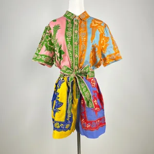 NWT Farm Rio Lace Garden Belted Romper Size M 100% Linen Blend Multicolor thumbnail 2