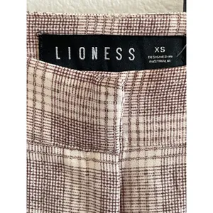 Lioness Mulholland Plaid Wide Leg Pants Beige High Rise Trouser XS thumbnail 6