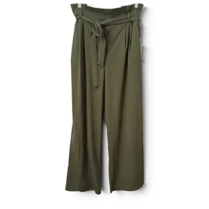 A New Day Olive Green Paperbag Waist Wide Leg Tie Front Trousers XL NWT thumbnail 3