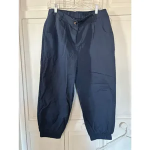HALARA 100% Cotton Navy High-Rise Elastic Waist Pants - Size LP thumbnail 6