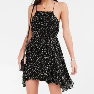 Kimchi Blue Urban Outfitters Black Floral Smocked High Low‎ Mini Dress Large NWT thumbnail 15