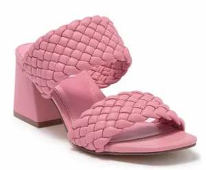 Steve‎ Madden Daphne Braided Double Strap Block Heel Sandals in Bubblegum Pink 9 thumbnail 1