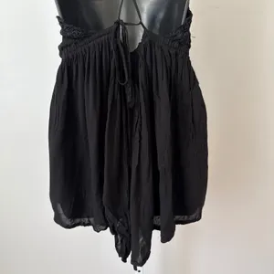 Free People Medium Black Romper Halter Neck Embroidered Gauze‎ Boho Festival thumbnail 6