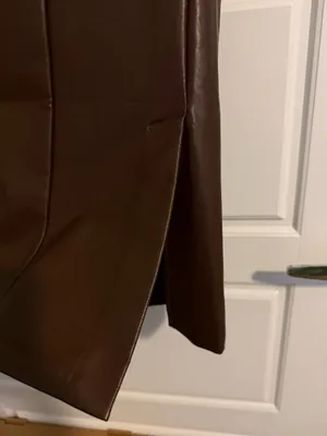 Abercrombie Faux Leather Wide-Leg Pants in Deep Brown thumbnail 2