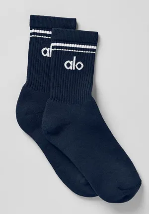 ALO Unisex Half-Crew Throwback Sock Navy/White Size M thumbnail 1