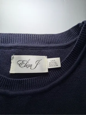 Eliza J Navy Short-Sleeve Dress with Gold Buttons arm hem needs sewn! thumbnail 2