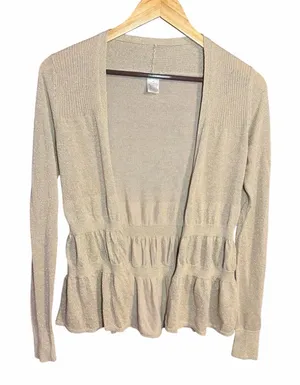 Y2K Cache Women's Beige Shimmer Cardigan Sweater XS thumbnail 1