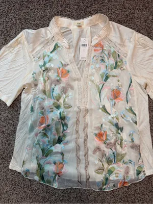 Anthropologie TINY Eliana Embroidered Floral Top Ivory Small NWT thumbnail 7