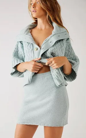 Free People Green Chunky‎ Knit Button Front Sweater XS Cozy Boho Cardigan thumbnail 1
