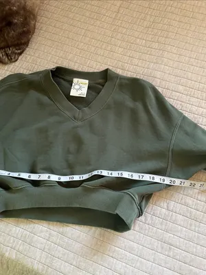 OFFLINE By Aerie Throw-Back green Cropped V Neck Sweatshirt XS oversized thumbnail 7