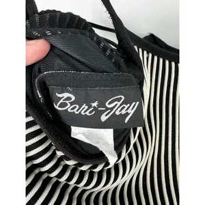 BARI‎ JAY Vintage Long Sleeveless Cocktail Dress Sz 11/12 Striped Corset Back thumbnail 5