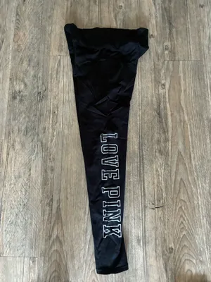 PINK Victoria’s Secret Black Active Leggings with Side Lettering thumbnail 4