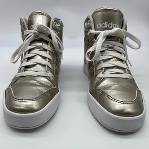 Adidas Neo Label Gold Metallic Leather Women’s High-Tops w/White Midsole-Sz 7.5 thumbnail 4