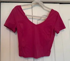 Lululemon Pink Open Back Cropped Active Top thumbnail 1