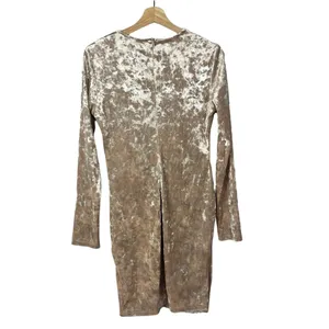 Lulu's Champagne Velvet Long Sleeve Mini Dress‎ L thumbnail 3