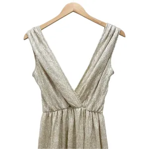 Lulus All that Shimmers is Gold Light Gold Maxi Plunging Neck Dress Size XS thumbnail 5