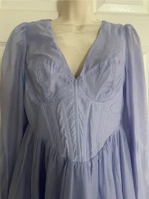 Gianni Bini Light Lavender Long-Sleeve Fit-and-Flare Dress Size Small thumbnail 4