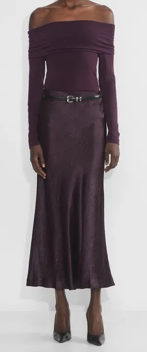 NWT Babaton Slip‎ Satin Maxi Skirt in Noble Purple Size 00 thumbnail 1