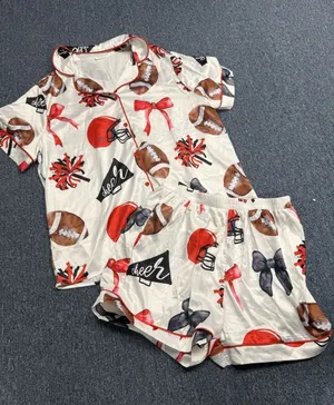 Football pajama matching two piece set thumbnail 1