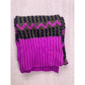J.Crew‎ Knit Scarf Womens OS Purple Fair Isle Lambs Wool Cashmere Winter thumbnail 7