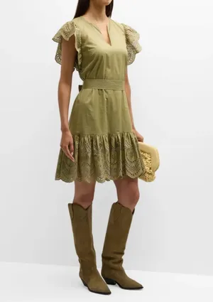 NWT Rails Darlene Eyelet Dress XL Cottage Western Ruffle Cotton Embroidered $278 thumbnail 1