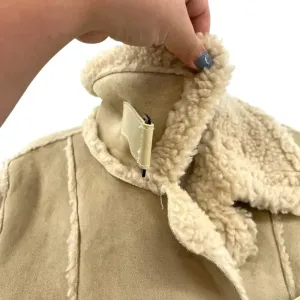 Moon River Borg Lined Duffle Coat Faux Suede Sherpa Penny‎ Lane Size Medium thumbnail 9