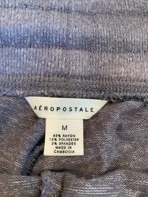 Aeropostale Women’s Medium Dark Taupe Soft Knit Drawstring Lounge Short Shorts thumbnail 3