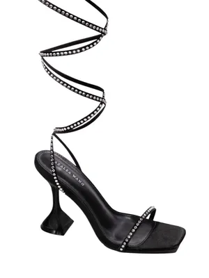 NEW AZALEA WANG Sophie Rhinestone Lace Up Sandal in Black Size 9 thumbnail 5