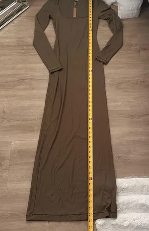 SKIMS SOFT LOUNGE LONG SLEEVE DRESS | ARMY GREEN thumbnail 5